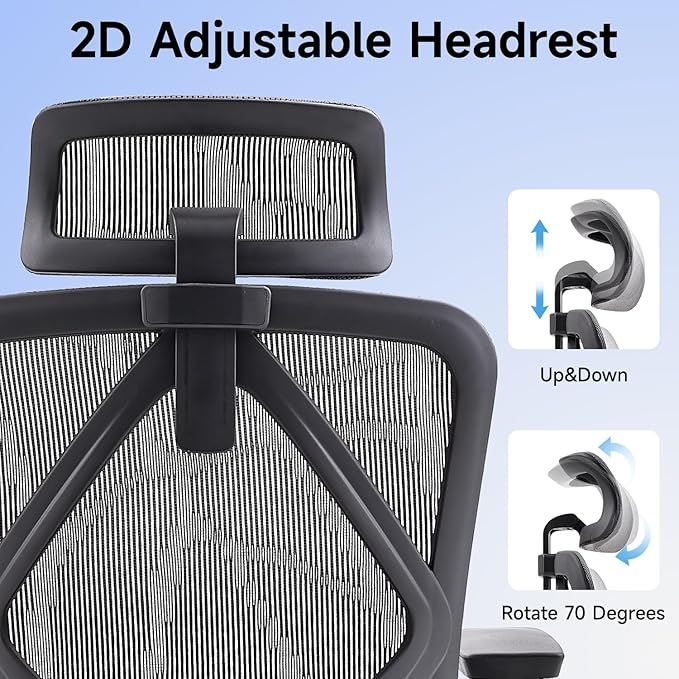 Ergonomic Office Chair with Lumbar Support, 3D Adjustable Armrest, Mesh Home Office Desk Chairs, Swivel Computer Chair, High Back Reclining Executive Office Chair,400lbs Capacity (Black/Grey)