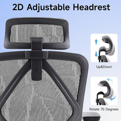 Ergonomic Office Chair with Lumbar Support, 3D Adjustable Armrest, Mesh Home Office Desk Chairs, Swivel Computer Chair, High Back Reclining Executive Office Chair,400lbs Capacity (Black/Grey)