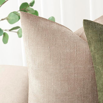 Foindtower Set of 2 Soft Textured Chenille Throw Decorative Pillow Covers Square Accent Solid Cushion Cover Cozy Neutral Farmhouse Pillow Case for Couch Sofa Bedroom Living Room 26x26 Inch,Cream Camel