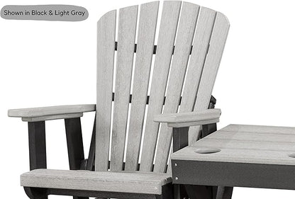 DutchCrafters Slat Fan Back Double Poly Adirondack Glider Outdoor Patio Chairs with Center Table (Black & Blue)