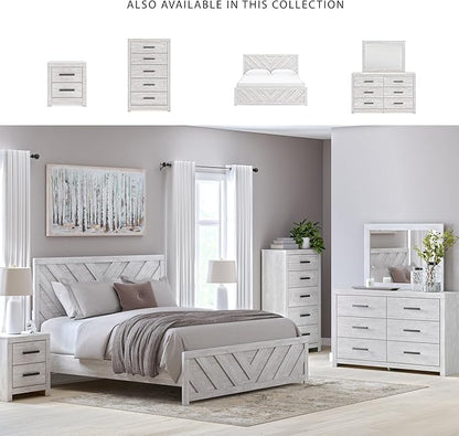 Signature Design by Ashley Cayboni Vintage 5 Drawer Wide Chest with Safety Stop for Bedroom, White
