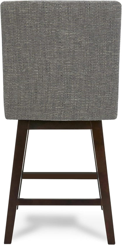 CHITA Counter Height Swivel Bar Stools Set of 3, FSC Certified Upholstered Fabric Barstool Chairs with Back, 26.8" H Seat Height, Fabric in Fog