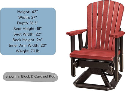DutchCrafters Slat Fan Back Poly Adirondack Swivel Glider Outdoor Patio Chair (Tudor Brown & Weatherwood)