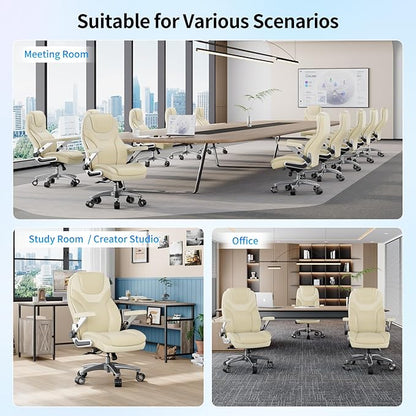 Big and Tall Office Chair with 5D Arms, 600lbs Fabric & PU Leather Heavy Duty Desk Chair, Adjustable Lumbar Support & Height, Tilt Function, High Back Ergonomic Executive Computer Chair