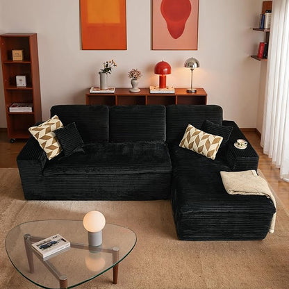 106" Oversized Couch Sofa, L Shape Couches for Living Room, No Assembly Required Corduroy Sectional Sofas with Right Facing Chaise for Home Apartment