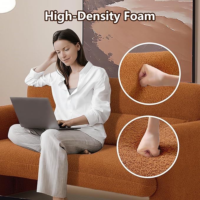 Loveseat Sofa, 59" W 2-Seater Lamb Fabric Couch, Solid and Easy to Install, Modern Upholstered Couch for Bedroom, Apartment, Living Room