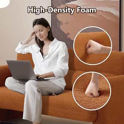 Loveseat Sofa, 59" W 2-Seater Lamb Fabric Couch, Solid and Easy to Install, Modern Upholstered Couch for Bedroom, Apartment, Living Room