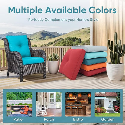 7-Piece Outdoor Patio Cushion Set - Fade & Water Resistant with Removable Olefin Cover, 22x24x4 Inch Memory Foam Cushions for Wicker Sectional Sof - Teal/Buckle