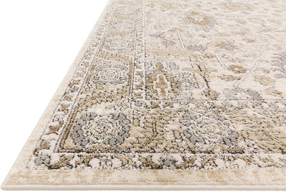 Loloi Teagan Collection TEA-03 Ivory/Sand 11'-6" x 15' Area Rug, Large, Soft Neutral Rug, High-Traffic for Living Room, Bedroom, Home Office, Dining Area