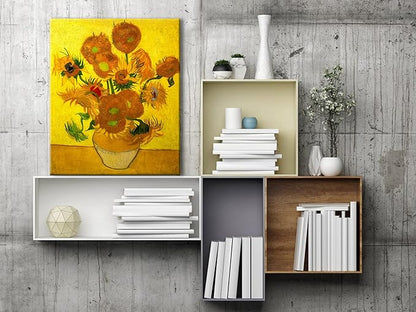 Wieco Art Large Modern Abstract Flowers Giclee Canvas Prints Artwork Vase with Fifteen Sunflowers by Van Gogh Oil Paintings Reproduction Pictures on Canvas Wall Art