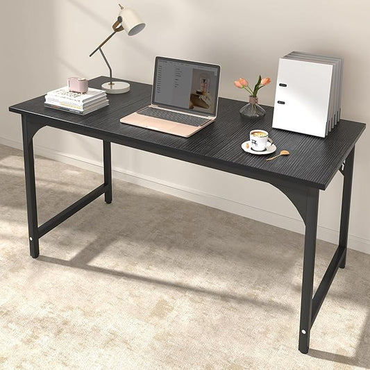 StarGraph Home Office Desks 47 Inch Large Office Desk with Sturdy Metal Frame Modern Computer Desk Gaming Study Writing Work from Home Desks, Black