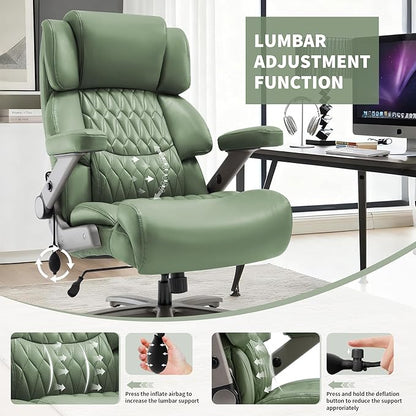 Big and Tall Office Chair 700lbs- Large High Back Executive Computer Desk Chair with 3D Flip-Up Arms, Adjustable Lumbar Support, Extra Wide Plus Size Seat, Heavy Duty Metal Base & Quiet Rubber Wheels