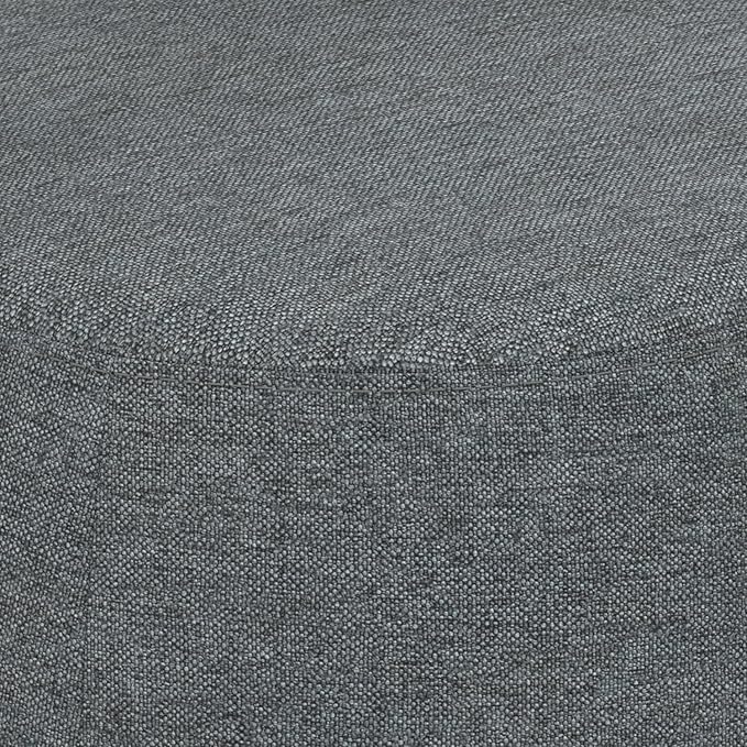 SIMPLIHOME Ramsay 16 inch Wide Contemporary Irregular Footstool in Grey Linen Look Fabric, Fully Assembled for the Living Room