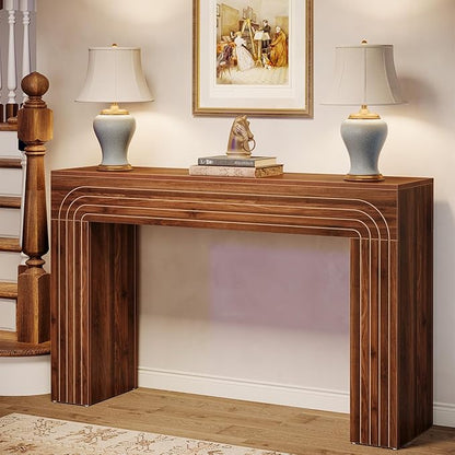 Tribesigns Farmhouse Console Table, 55-Inch Entryway Table with Heavy Duty Legs, Long Narrow Sofa Table Behind Couch, Wooden Accent Furniture for Hallway, Living Room, Entrance, Foyer (Walnut Brown)
