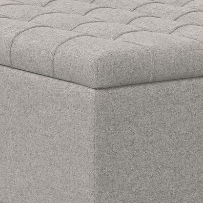 SIMPLIHOME Harrison 30 inch Wide Transitional Square Small Coffee Table Storage Ottoman in Cloud Grey , Assembled, For the Living Room and Bedroom