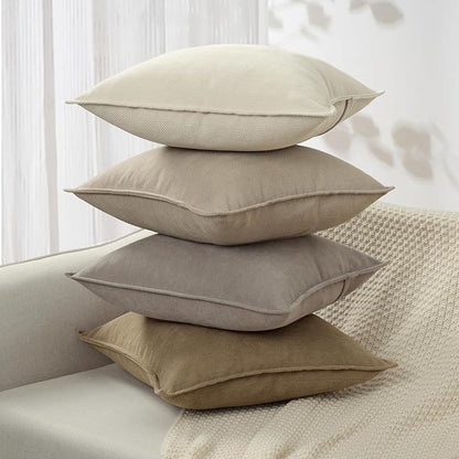 ZWJD Throw Pillow Covers 18x18 Set of 4 Chenille Pillow Covers with Elegant Design Soft and Luxurious Decorative Throw Pillows for Couch, Bed, and Home Decor