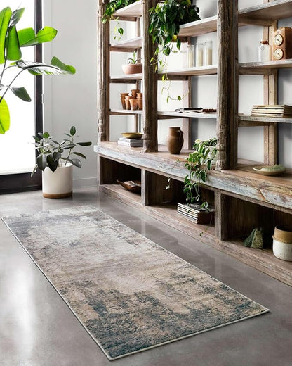 Loloi Teagan Collection TEA-08 Ivory/Mist 9'-9" x 13'-6" Area Rug, Large, Soft Neutral Rug, High-Traffic for Living Room, Bedroom, Home Office, Dining Area