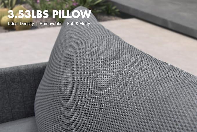 PURPLE LEAF 8 Pieces Patio Conversation Sets with Cushions and Pillows All Weather Outdoor Couch Sectional Set Patio Conversation Set for Garden Poolside Backyard Gray