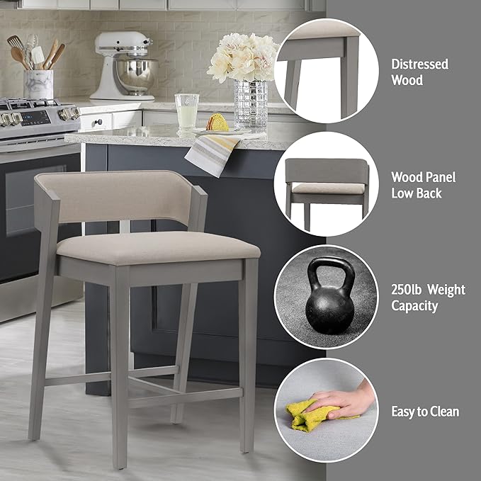 Hillsdale Dresden Wood Counter Height Stool, Distressed Gray