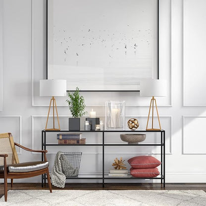 Henn&Hart 64" Wide Rectangular Console Table in Blackened Bronze, Entryway Table, Accent Table for Living Room, Hallway