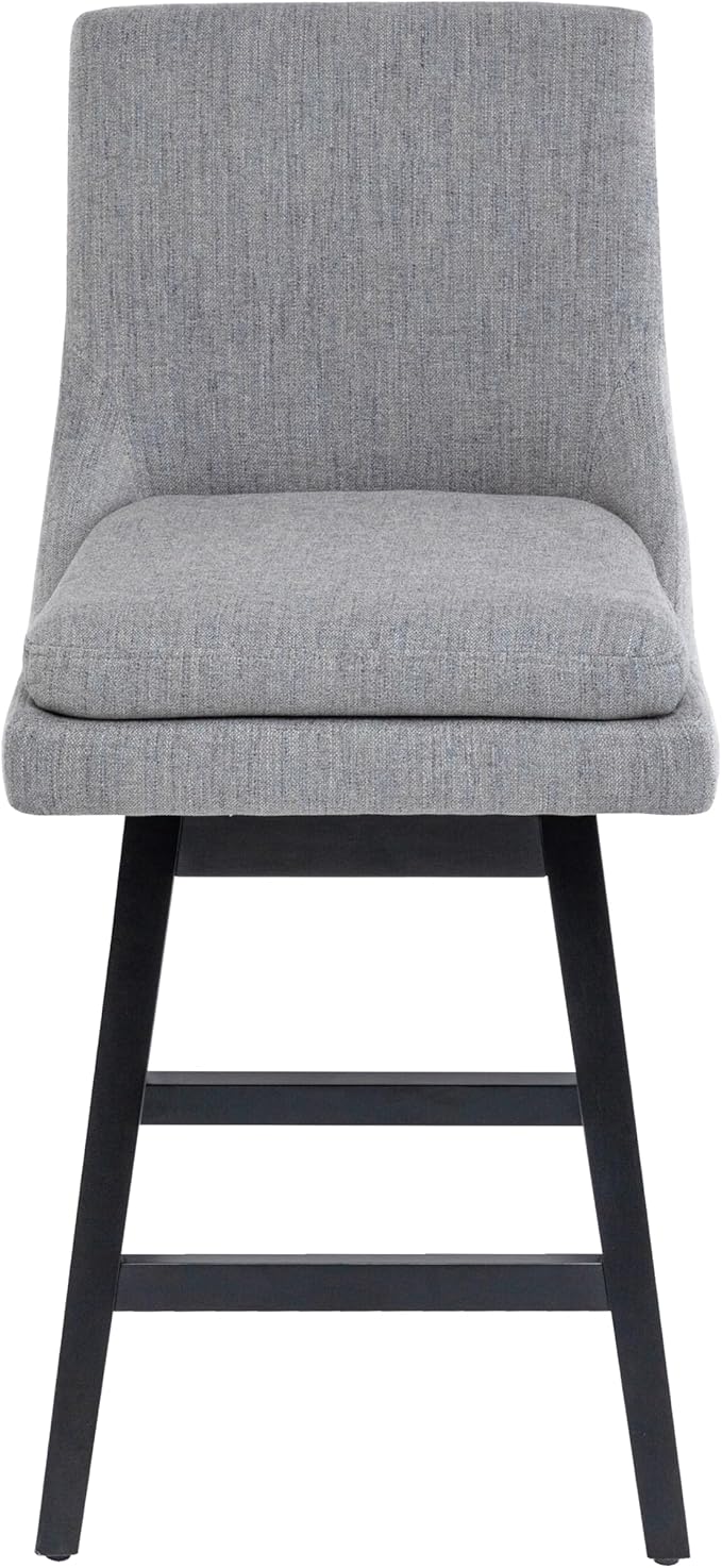 Bar Stools Set of 2, 26 Inch Upholstered Barstools with 14.2" High Back and Footrest, Swivel Counter Height Barstools for Kitchen Island Home Bar Performance Fabric Gray