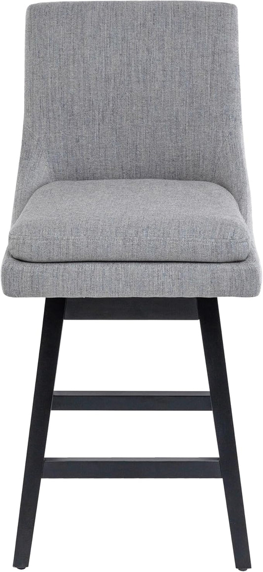 Bar Stools Set of 2, 26 Inch Upholstered Barstools with 14.2" High Back and Footrest, Swivel Counter Height Barstools for Kitchen Island Home Bar Performance Fabric Gray
