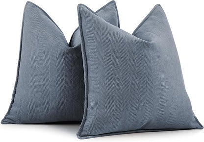 ZWJD Dusty Blue Pillow Covers 26x26 Set of 2 Chenille Throw Pillow Covers with Elegant Design Soft and Luxurious Decorative Throw Pillows for Couch, Bed, and Home Decor