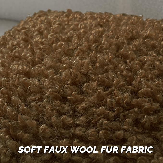 FUTEI Brown Decorative Throw Pillow Covers 26x26 Inch Set of 2,Soft Fluffy Faux Wool Fur Boucle Textured Pillow Shams,Modern Home Decor for Couch Bed Living Room Office
