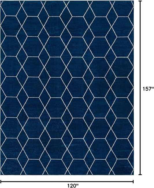 Unique Loom Trellis Frieze Collection Area Rug - Geometric (10' x 13', Navy Blue/ Ivory)