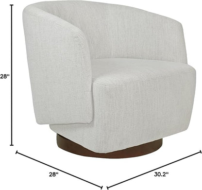 MINCETA Accent Chair,Modern Swivel Chairs for Living Room and Bedroom Reading with Wood Base,Performance Fabric in Ivory