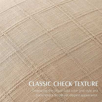 Foindtower Set of 2 Decorative Linen Check Throw Pillow Covers Neutral Farmhouse Lumbar Cushion Covers Modern Coastal Boho Home Decor for Sofa Chair Couch Bedroom Living Room,12×24 Inch,Camel