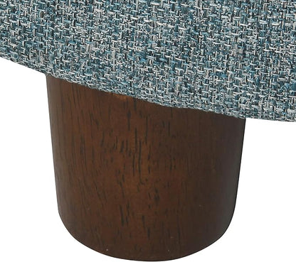 Homepop Home Decor | Upholstered Round Storage Ottoman | Ottoman with Storage for Living Room & Bedroom, Teal Tweed Large