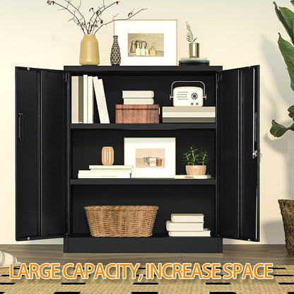 Metal Storage Cabinet, 36 Inch Tall Metal Storage Cabinet with Doors and Shelves, Pantry Cabinets for Kitchen Storage, Garage Cabinet for Living, Dining Room, Assemble Required.