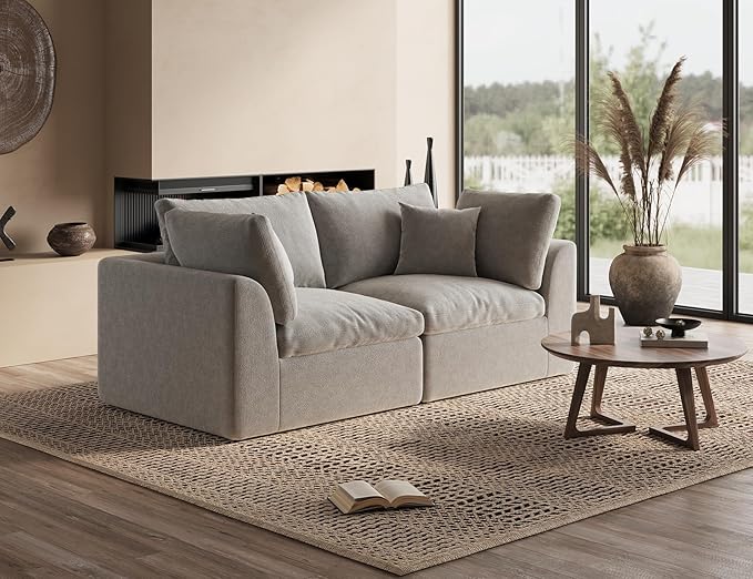 78.9" Loveseat Sofa, Cloud Boneless Couches for Living Room, Modern Modular Sectional Sofa, Oversized, Light Grey