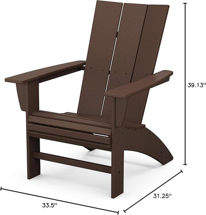 POLYWOOD Modern Curveback Adirondack Chair, Heavy Duty HDPE Outdoor Patio Furniture, Fade-Proof Lounge Seating for Deck, Lawn, Garden, Fire Pit, Mahogany