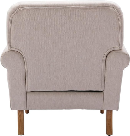 DM Furnitue Modern Accent Chair Comfy Arm Chairs Comfy Upholstered Lounge Chair Single Sofa Couch for Bedroom/Living Room, Cream