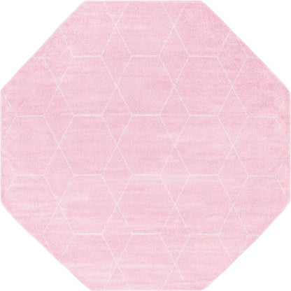 Unique Loom Trellis Frieze Collection Area Rug - Geometric (7' 10" Octagon, Light Pink/ Ivory)