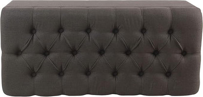 Homepop Home Decor | Tufted Ainsley Button Storage Ottoman Bench with Hinged Lid | Ottoman Bench with Storage for Living Room & Bedroom, Charcoal Gray 18x40x18 inches