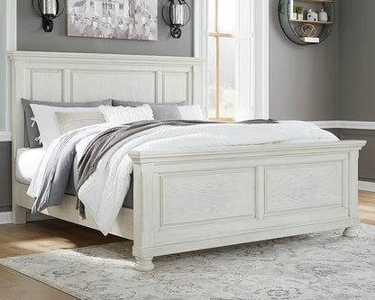 Signature Design by Ashley Robbinsdale Casual Queen Panel Bed, Foundation or Box Spring Required, Wood, 67.75" W x 91.38" D x 60" H, Antiqued White Finish
