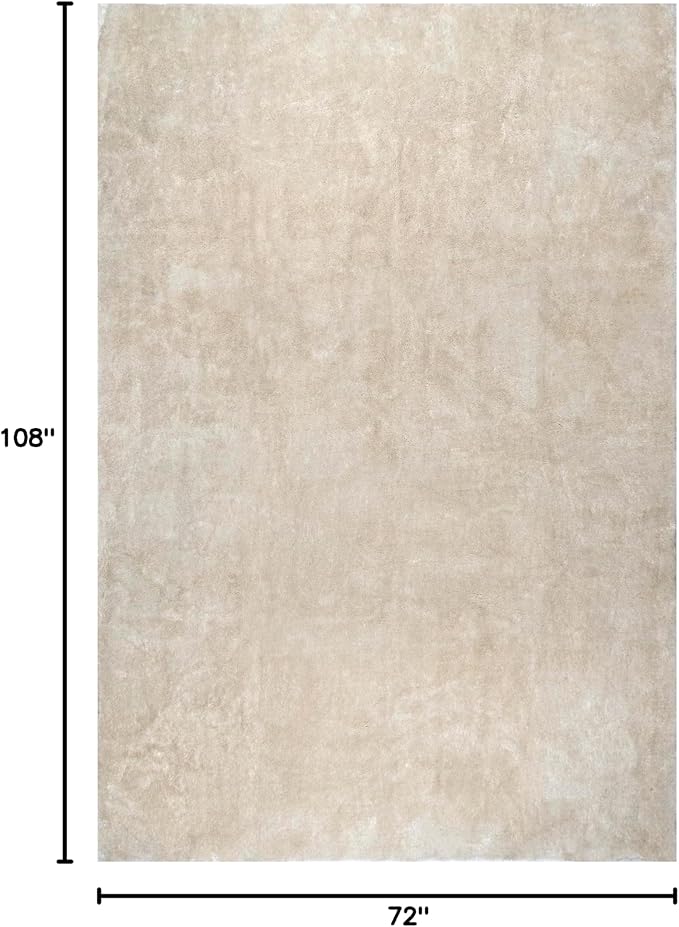 nuLOOM 6' x 9' Cozy Plush Area Rug, Machine Washable, Non-Slip, Soft Fluffy Shag Carpet for Living Room Bedroom Kids Room Nursery Home Decor, Loni Cream