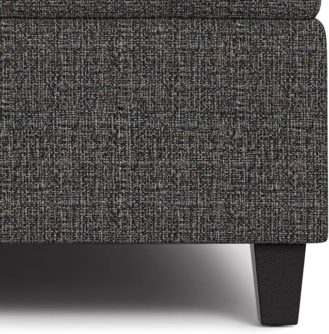 SIMPLIHOME Harrison 40 inch Wide Transitional Square Large Coffee Table Storage Ottoman in Ebony Polyester Tweed, Assembled, for The Living Room and Bedroom