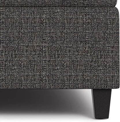 SIMPLIHOME Harrison 40 inch Wide Transitional Square Large Coffee Table Storage Ottoman in Ebony Polyester Tweed, Assembled, for The Living Room and Bedroom