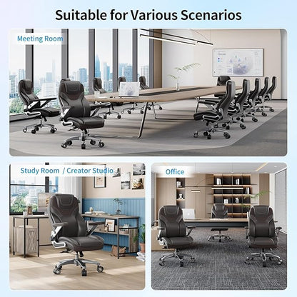Big and Tall Office Chair with 5D Arms, 600lbs Fabric & PU Leather Heavy Duty Desk Chair, Adjustable Lumbar Support & Height, Tilt Function, High Back Ergonomic Executive Computer Chair