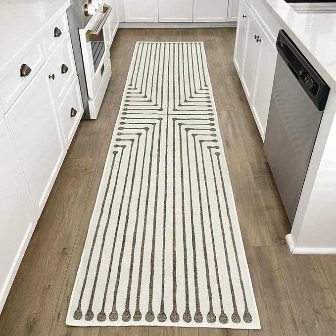 RUGGABLE x Jonathan Adler Machine Washable Modern Area Rug – Inkdrop Camel & Ivory 9x12, Stain-Resistant, Non-Slip – Large Rugs for Living Room, Bedroom, Hallway, Entryway & Office–with Standard Pad