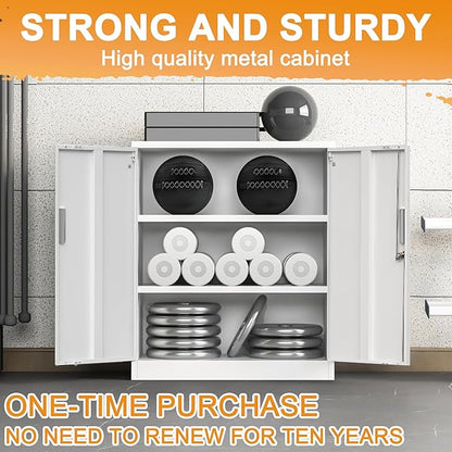 Metal Storage Cabinet, 36 Inch Tall Metal Storage Cabinet with Doors and Shelves, Pantry Cabinets for Kitchen Storage, Garage Cabinet for Living, Dining Room, Assemble Required.