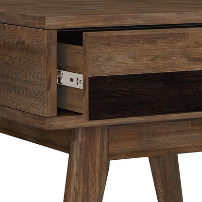 SIMPLIHOME Clarkson SOLID ACACIA WOOD 22 Inch Wide Rectangle Contemporary End Table in Rustic Natural Aged Brown, For the Living Room and Bedroom