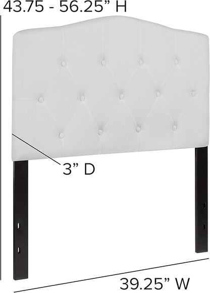 BizChair Tufted Upholstered Twin Size Headboard in White Fabric