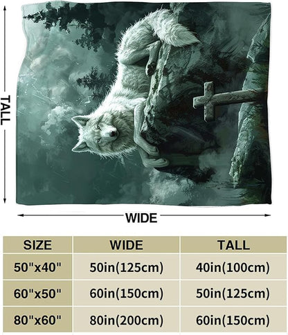 Christian Wolf Throw Blanket - Soft, Warm & Cozy Fleece for Women & Men - 80"x60"