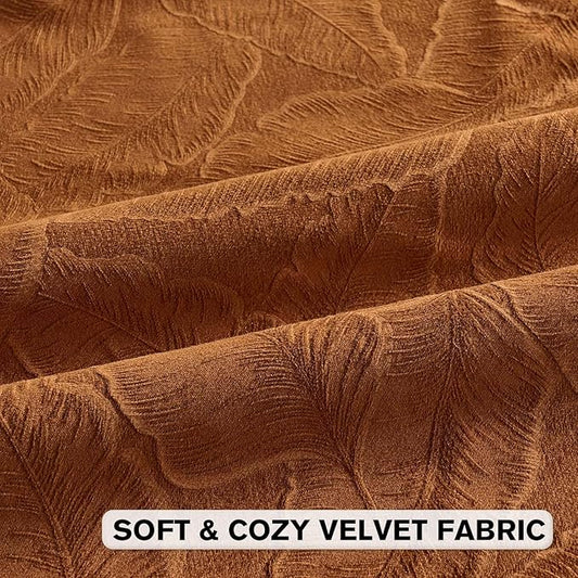 FUTEI Rust Velvet Throw Pillow Covers 12x20 Inch Set of 2,Soft Embossed Leaf-Relief Textured Lumbar Pillow Cases,Natural Home Decor for Couch Living Room