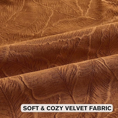 FUTEI Rust Velvet Throw Pillow Covers 24x24 Inch Set of 2,Soft Embossed Leaf-Relief Textured European Cushion Cases,Natural Home Decor for Couch Living Room